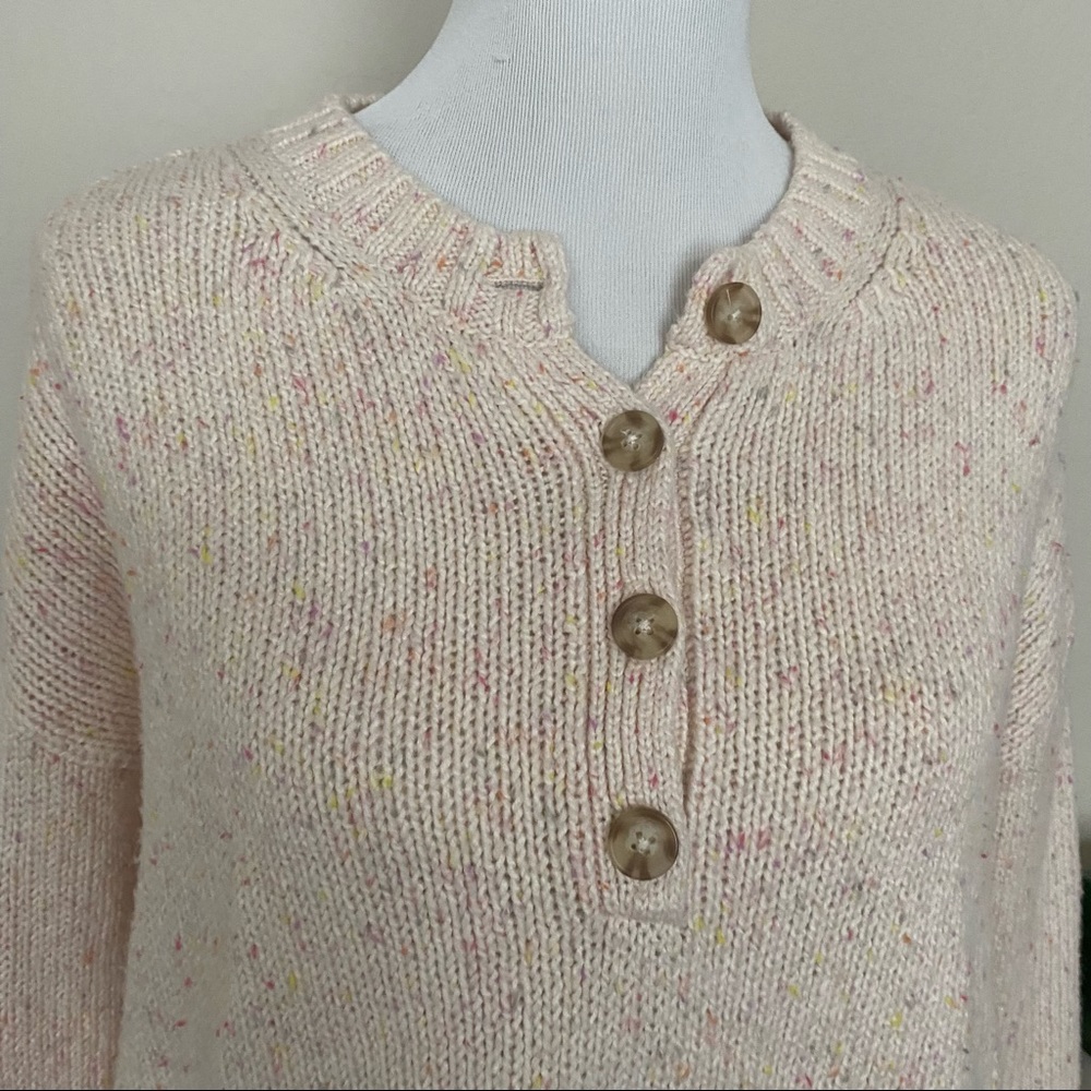 American Eagle Henley Knit Pink Cotton Sweater XS - Picture 3 of 8